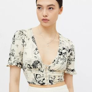 UO Melody Floral Hook & Eye Blouse